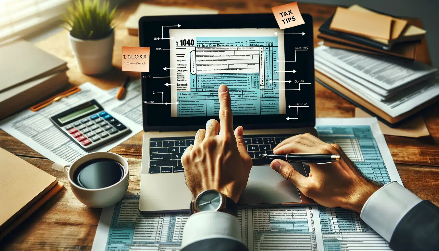 Tax advisor guiding on Form 1040 for efficient tax filing.